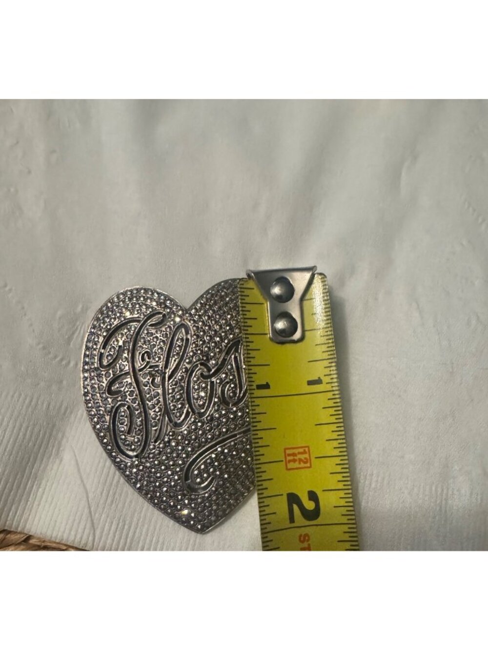 Vintage Sterling Silver Heart Brooch Floss Antique Art Deco Marcasite Pin Brooch - Picture 5 of 6